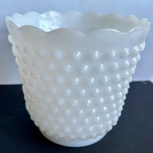 Elegant Vintage Unmarked Hobnail Milk Glass Vase